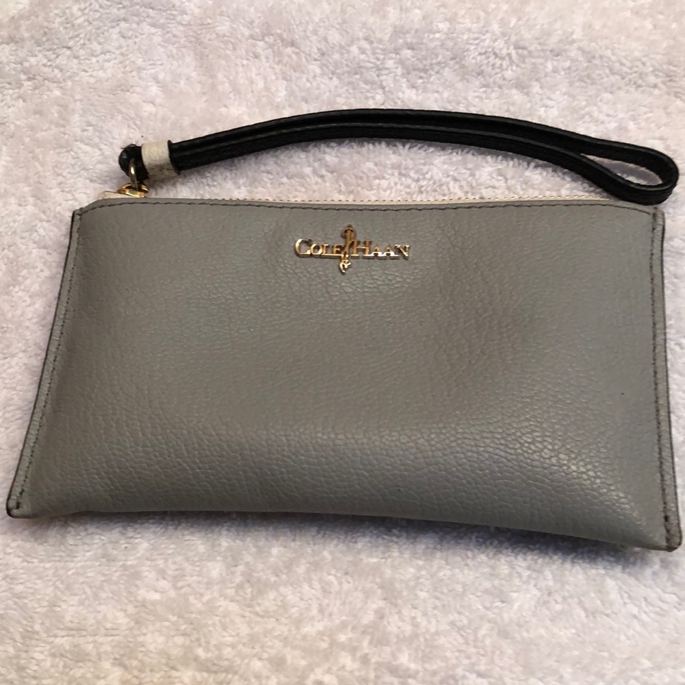 Cole Haan small gray wristlet. EUC. no flaws. Clean interior.